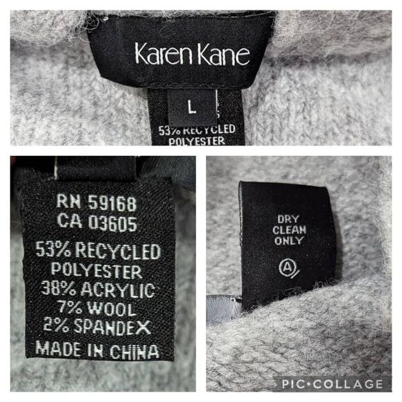 Karen Kane Gray Pink Black Color block Funnel Turtle Neck Sweater Women Size L - Picture 5 of 5